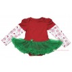 Christmas Max Style Snowflakes Long Sleeve Red Baby Bodysuit Kelly Green Pettiskirt JS4929